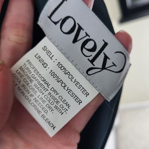 NWT LOVELY Dessy Collection Twist Halter Charmeuse Tie Back Trumpet Maxi Gown L - Picture 11 of 11